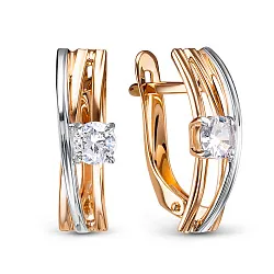 Серьги, Золото 585, Фианит 1204687 Серьги, Золото 585, Фианит 1204687