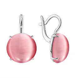 Серьги, Серебро 925, кошачий глаз синтетический розовый 2340265145-30