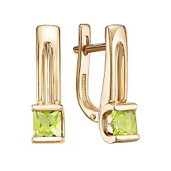 Серьги, Золото 585, Хризолит С120-6844Хр