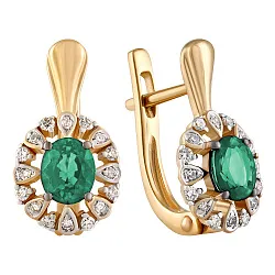 Серьги, Золото 585, Изумруд 65-41E01277-X0DDEM