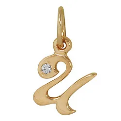 Подвеска буква И,  Золото 585, Фианит 310907 1 1 10и
