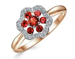 Кольцо Золото 585, Гранат 1672608 1 8 1