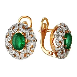 Серьги, Золото 585, Изумруд 24010111