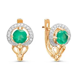 Серьги, Золото 585, Изумруд С112-3726ГТИ
