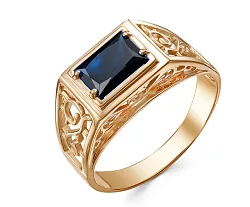 Кольцо мужское (печатка). Золото 585, Корунд 1450007 1 18 10