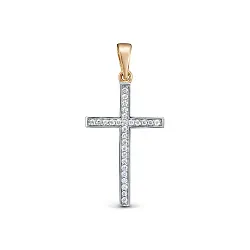 Подвеска крест, Золото 585, Бриллиант 3-141-103К