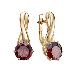 Серьги, Золото 585, Гранат С120-7063Гр