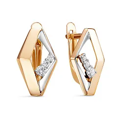 Серьги, Золото 585, Фианит 1200681 Серьги, Золото 585, Фианит 1200681