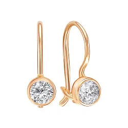 Детские серьги,  Золото 585, Фианит 02-6040