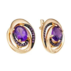 Серьги, Золото 585, Аметист С124-5266АмФ