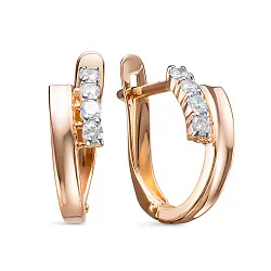 Серьги, Золото 585, Фианит 1205942 Серьги, Золото 585, Фианит 1205942