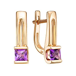 Серьги, Золото 585, Аметист С120-6844Ам