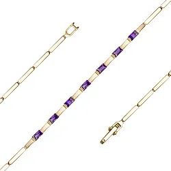 Браслет фантазийный Золото 585 
 , Аметист Бр120-5825-18Ам