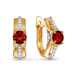 Серьги, Золото 585, Гранат 322453 Серьги, Золото 585, Гранат 322453