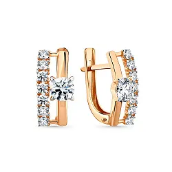 Серьги, Золото 585, Фианит 002-0990-0001-011