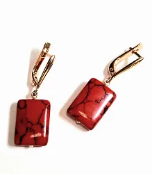 Серьги, Серебро 925, коралл прессованный 8225п-с