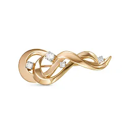  Брошь Золото 585, Фианит 060241