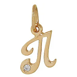Подвеска буква П,  Золото 585, Фианит 310907 1 1 10п