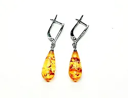 Серьги, Серебро 925, Янтарь 0120р-с
