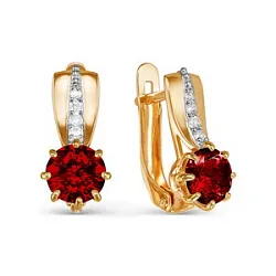 Серьги, Золото 585, Гранат 322446 Серьги, Золото 585, Гранат 322446
