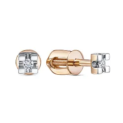 Серьги пусеты-гвоздики, Золото 585, Бриллиант 5-5968-103-2К