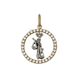 Подвеска знак зодиака Весы 23.09-23.10, Золото 585, Фианит 55-02-0001-20735 Подвеска знак зодиака Весы 23.09-23.10, Золото 585, Фианит 55-02-0001-20735