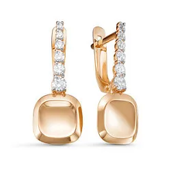 Серьги, Золото 585, Фианит 128352 Серьги, Золото 585, Фианит 128352