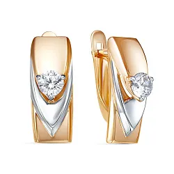 Серьги, Золото 585, Фианит 1200581 Серьги, Золото 585, Фианит 1200581