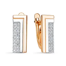 Серьги, Золото 585, Фианит 1206022 Серьги, Золото 585, Фианит 1206022