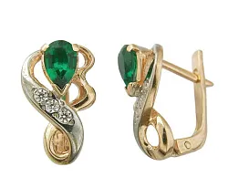 Серьги, Золото 585, Изумруд 1202627072 Серьги, Золото 585, Изумруд 1202627072