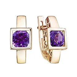 Серьги, Золото 585, Аметист С120-6121Ам