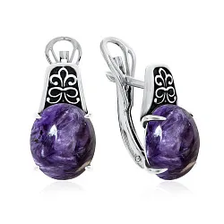 Серьги, Серебро 925, Чароит 2310460993