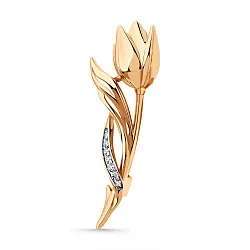  Брошь Золото 585, Фианит 007-0049-0001-011