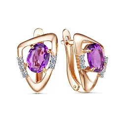 Серьги, Золото 585, Аметист 2529108 1 1 1