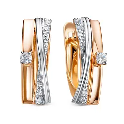 Серьги, Золото 585, Фианит 1204304 Серьги, Золото 585, Фианит 1204304