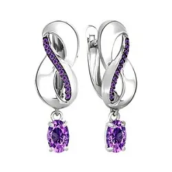 Серьги, Серебро 925, Аметист 12-02-0285-01