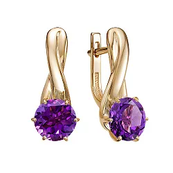 Серьги, Золото 585, Аметист С120-7063Ам Серьги, Золото 585, Аметист С120-7063Ам