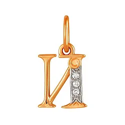 Подвеска буква И,  Золото 585, Фианит 324207 1 1 1и