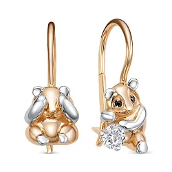 Детские серьги,  Золото 585, Фианит 1208194