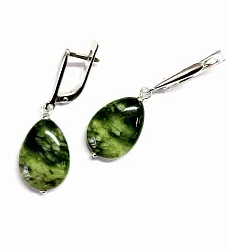 Серьги, Серебро 925, Нефрит 79226мр-с