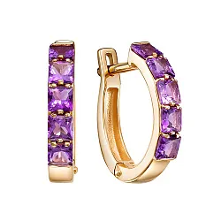 Серьги, Золото 585, Аметист С120-7053Ам Серьги, Золото 585, Аметист С120-7053Ам