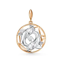 Подвеска знак зодиака Рыбы 19.02-20.03, Золото 585, Фианит 3668017 1 1 1рыбы