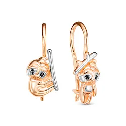 Детские серьги,  Золото 585, Фианит 1208133