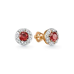 Серьги пусеты-гвоздики, Золото 585, Гранат 2673308 1 8 1