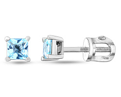 Серьги пусеты-гвоздики, Серебро 925, Топаз 635922
