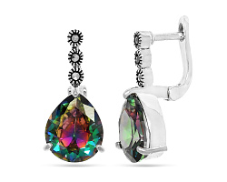 Серьги, Серебро 925, кварц мистик,марказит 649439
