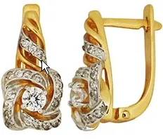 Серьги, Золото 585, Фианит Т142025629