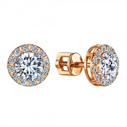 Серьги пусеты-гвоздики, Золото 585, Фианит ПУСл51/пара/бцФ/з585 Серьги пусеты-гвоздики, Золото 585, Фианит ПУСл51/пара/бцФ/з585