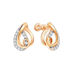 Серьги пусеты-гвоздики, Золото 585, Фианит 04-52-0654-00 Серьги пусеты-гвоздики, Золото 585, Фианит 04-52-0654-00